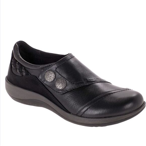 Aetrex KATRINA Black Leather Monk Strap Support Orthotic Casual Loafer - Picture 1 of 16